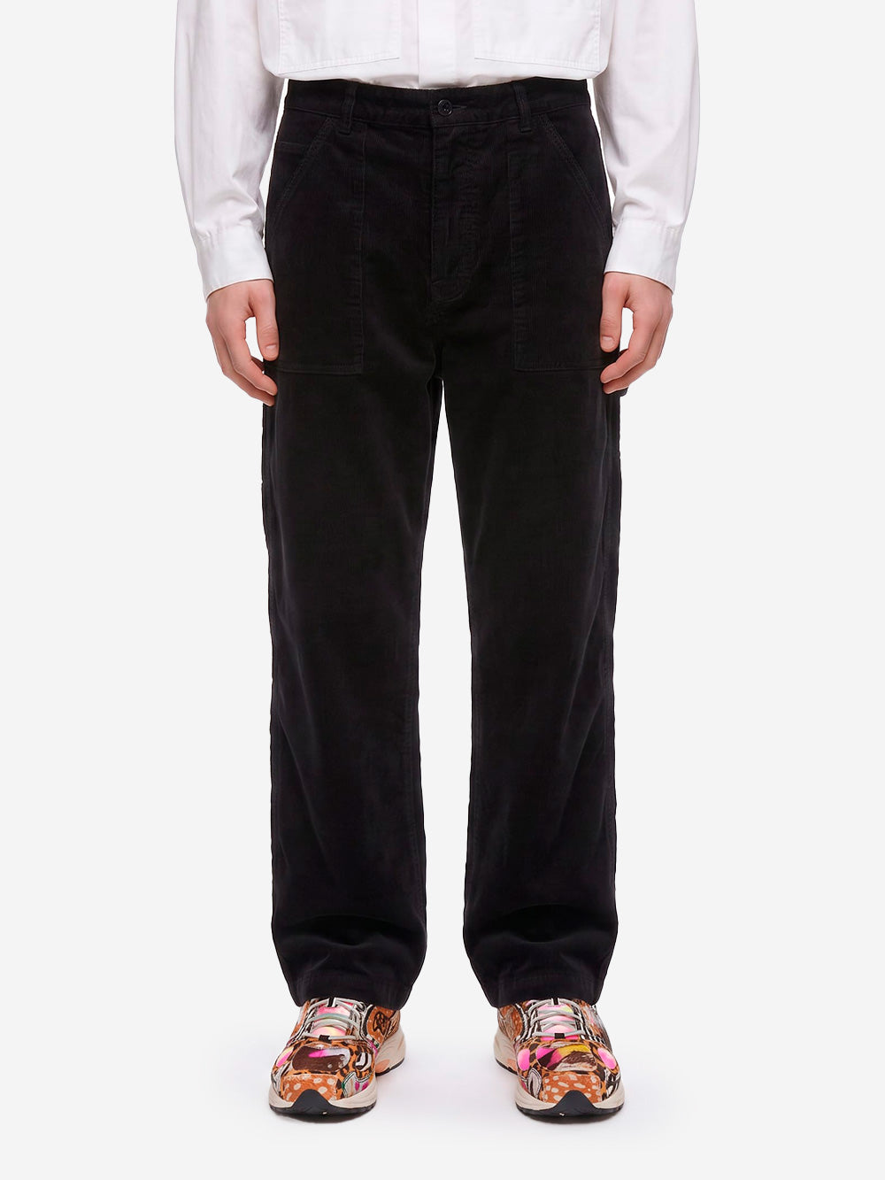 YMC Pantaloni 'Painter' in velluto a coste con tasche utility Nero Urbanstaroma