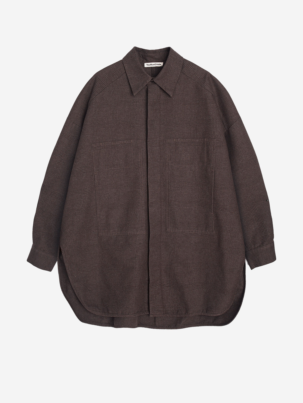 YMC Camicia 'Selene' oversize con motivo Principe di Galles Marrone Urbanstaroma