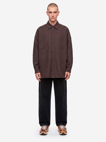 YMC Camicia 'Selene' oversize con motivo Principe di Galles Marrone