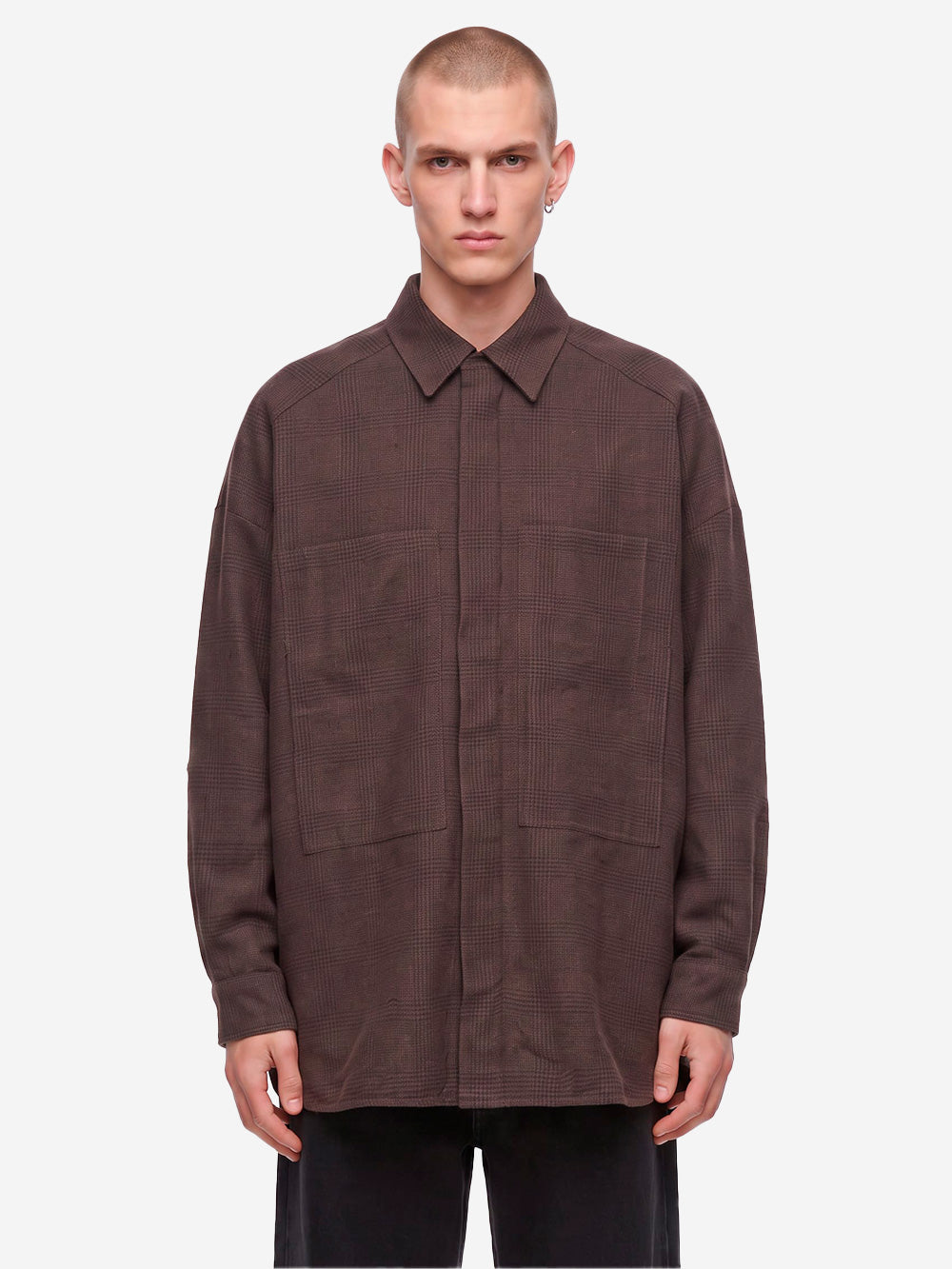YMC Camicia 'Selene' oversize con motivo Principe di Galles Marrone Urbanstaroma