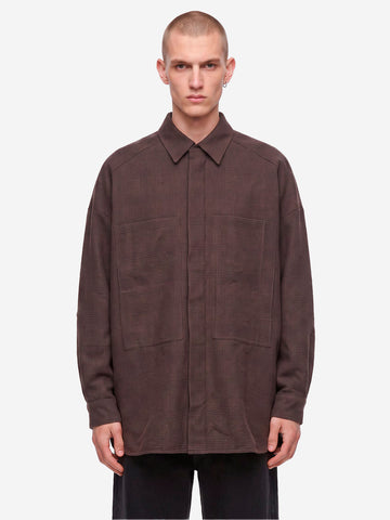YMC Camicia 'Selene' oversize con motivo Principe di Galles Marrone