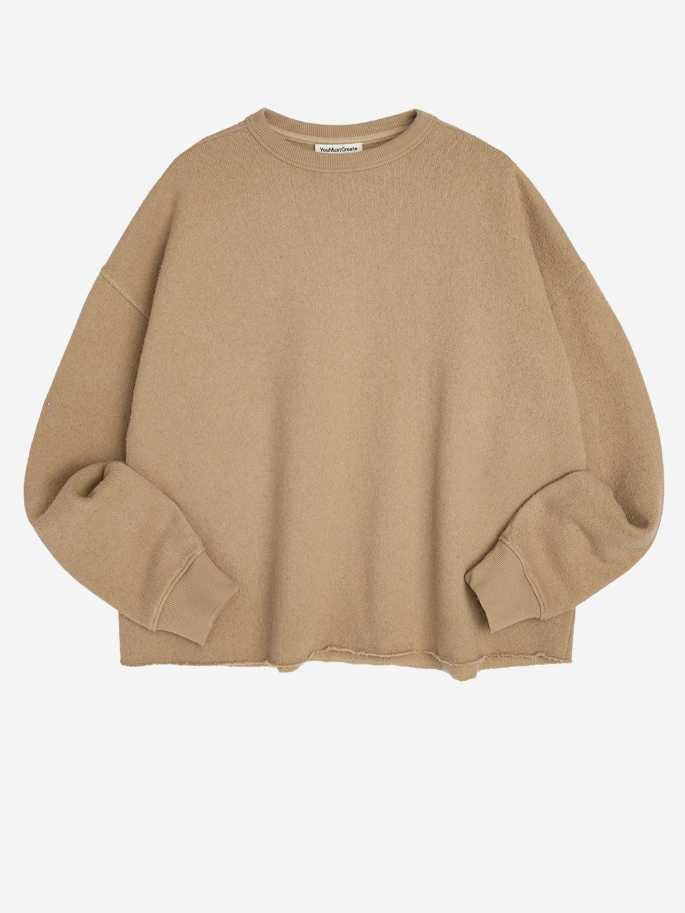 YMC Felpa girocollo beige con finiture a taglio vivo Beige Urbanstaroma