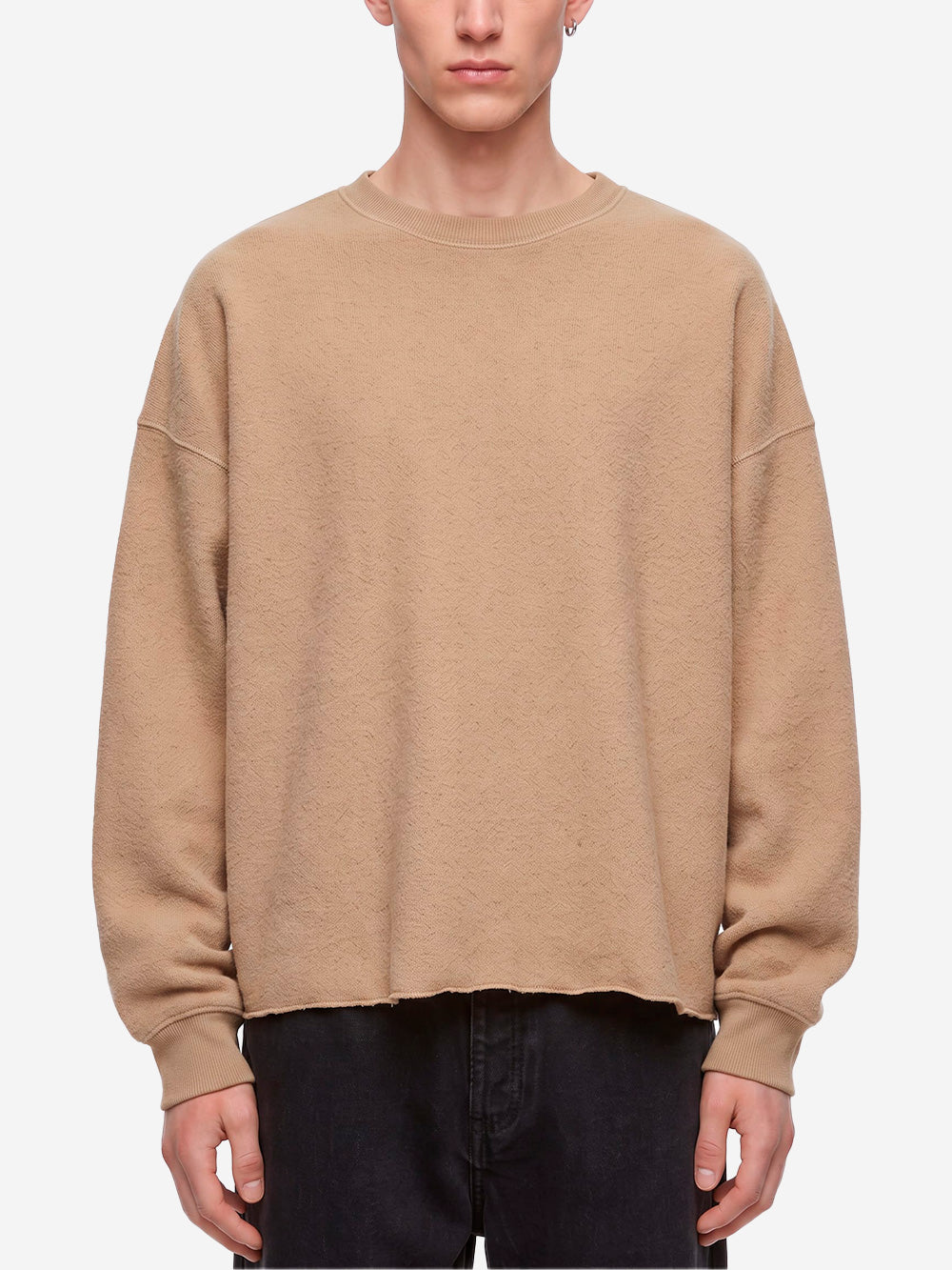 YMC Felpa girocollo beige con finiture a taglio vivo Beige Urbanstaroma