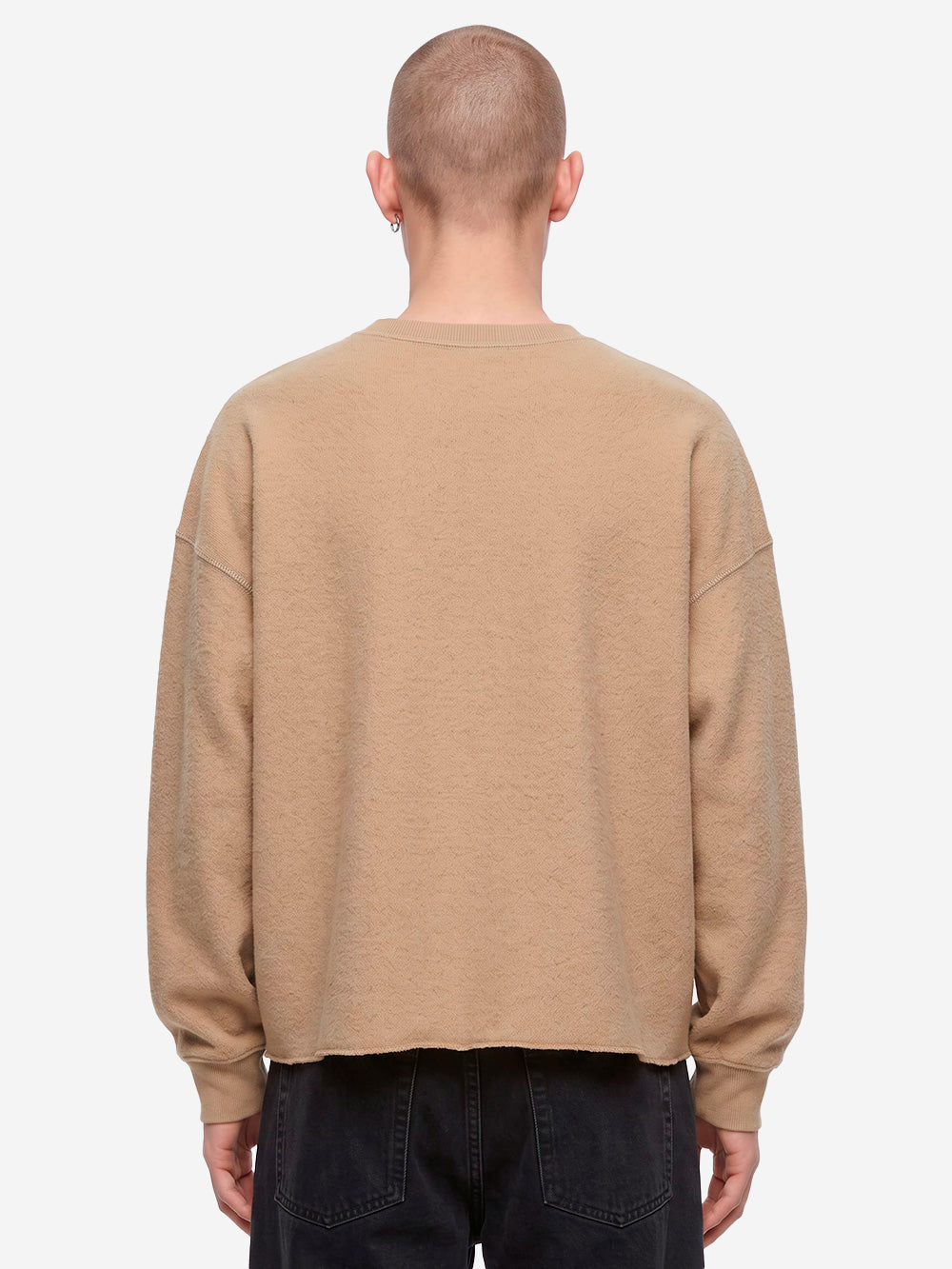 YMC Felpa girocollo beige con finiture a taglio vivo Beige Urbanstaroma
