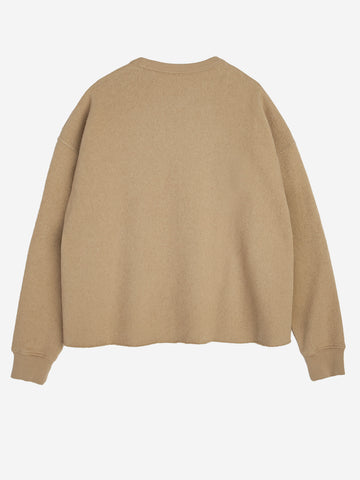YMC Felpa girocollo beige con finiture a taglio vivo Beige