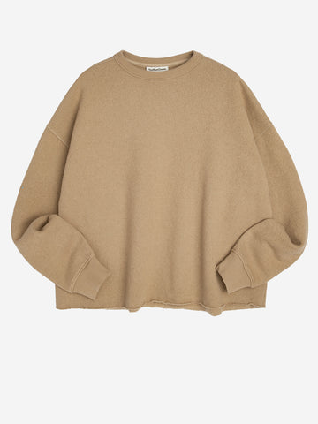 YMC Felpa girocollo beige con finiture a taglio vivo Beige