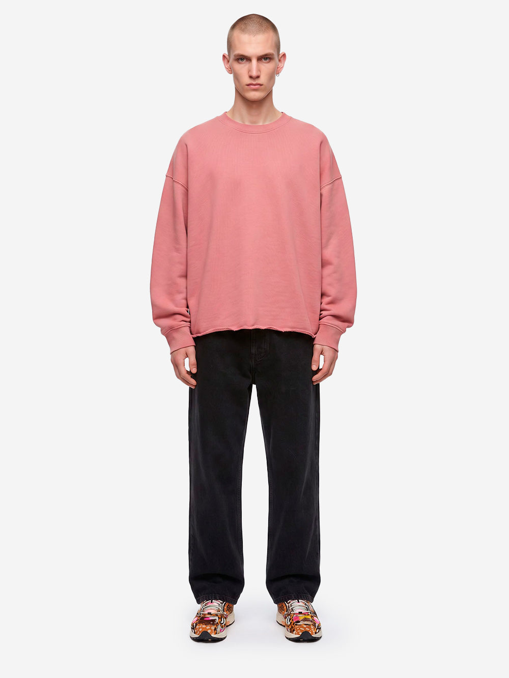 YMC Felpa girocollo rosa con finiture a taglio vivo Rosa Urbanstaroma