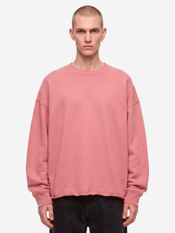 YMC Felpa girocollo rosa con finiture a taglio vivo Rosa