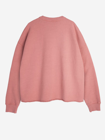 YMC Felpa girocollo rosa con finiture a taglio vivo Rosa