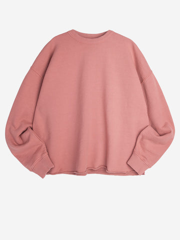 YMC Felpa girocollo rosa con finiture a taglio vivo Rosa