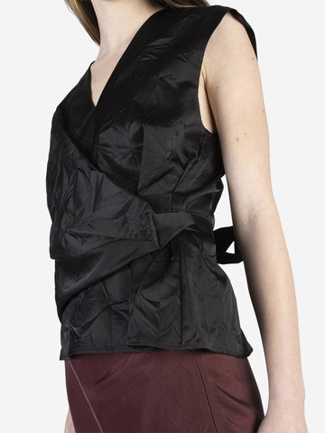 Top in satin effetto stropicciato