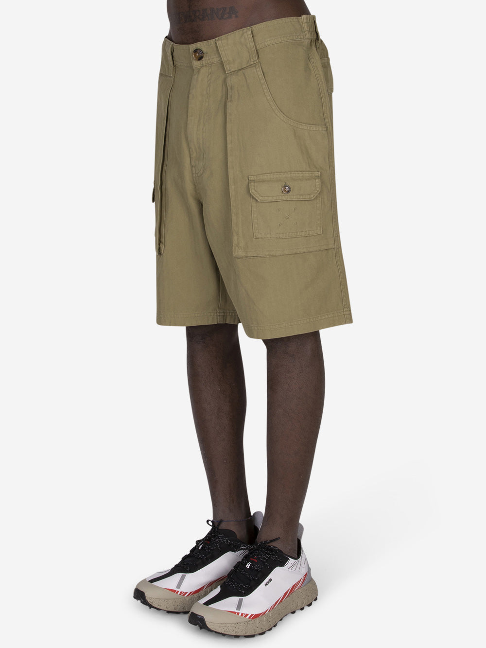 POP TRADING COMPANY Shorts in cotone Verde Urbanstaroma
