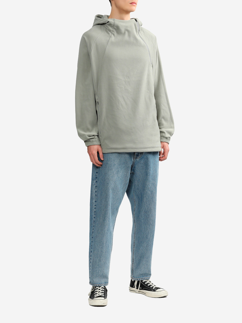 SNOW PEAK Felpa con cappuccio grigia micro fleece Grigio Urbanstaroma