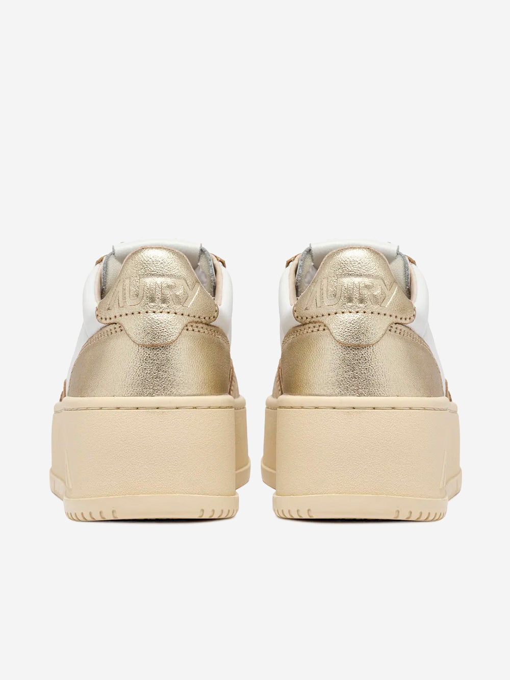 AUTRY W Medalist Platform Low in white and gold leather PTLW