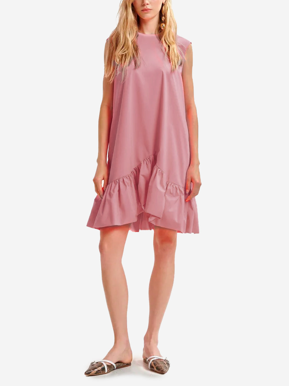 Pink mini dress with open back and bow Pink mini dress with open back and bow