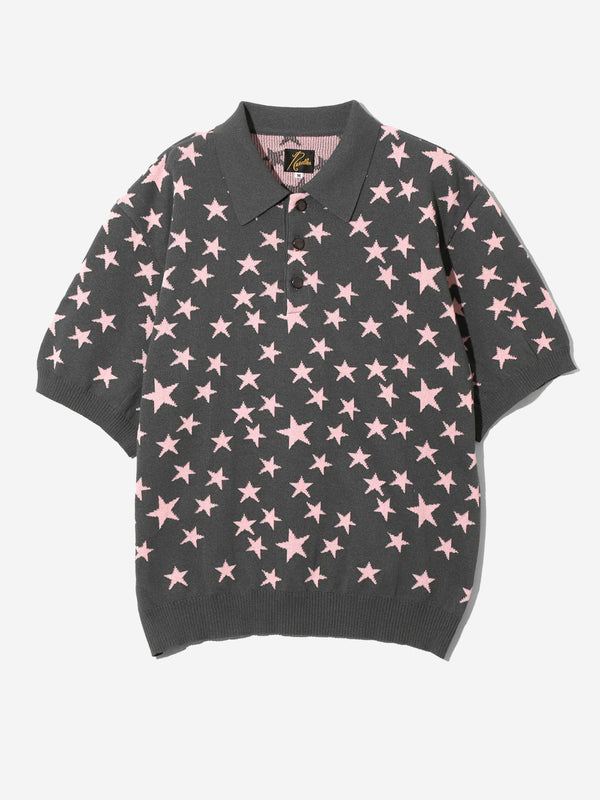 NEEDLES S/S polo sweater with stars QV375 | Urbanstaroma