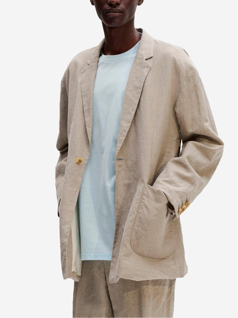 Blazer in lino e lana relaxed fit beige SOPH-250021