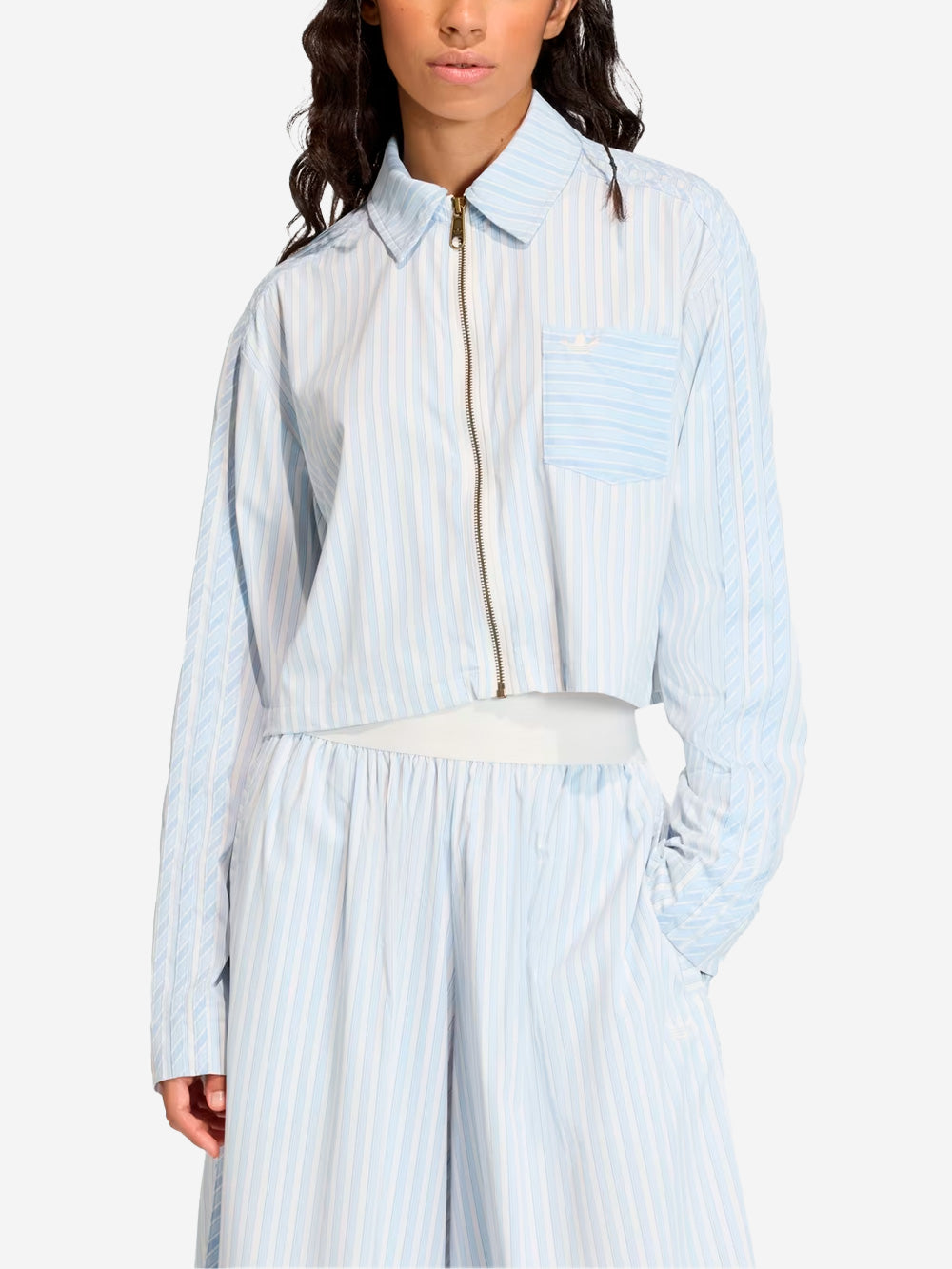 ADIDAS ORIGINALS Camicia con colletto e zip in popeline Bianco azzurro Urbanstaroma