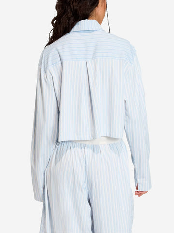 ADIDAS ORIGINALS Camicia con colletto e zip in popeline Bianco azzurro