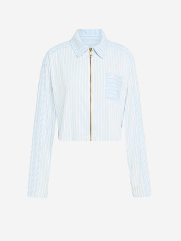ADIDAS ORIGINALS Camicia con colletto e zip in popeline Bianco azzurro