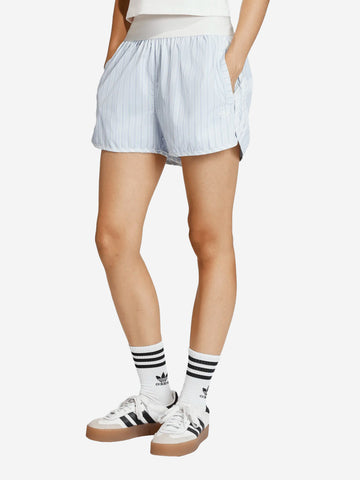 ADIDAS ORIGINALS Shorts a righe celesti in tessuto popeline con vita elasticizzata Celeste