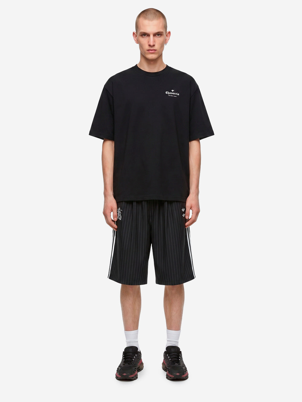ADIDAS ORIGINALS T-shirt nera con logo e rosa sul retro x Willy Chavarria Nero Urbanstaroma
