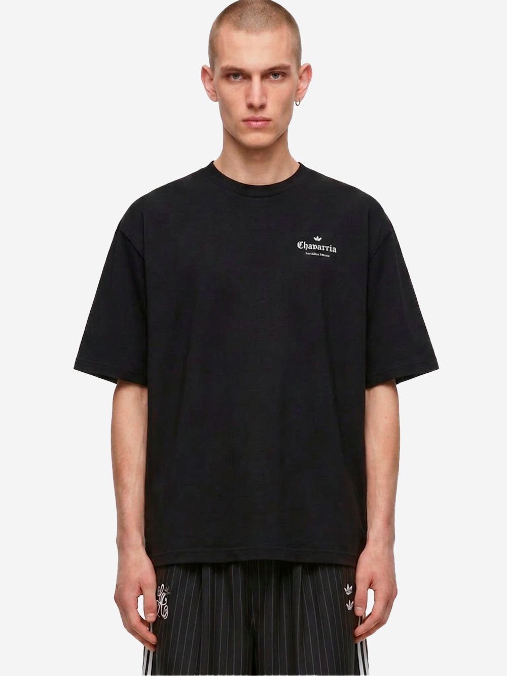 ADIDAS ORIGINALS T-shirt nera con logo e rosa sul retro x Willy Chavarria Nero Urbanstaroma