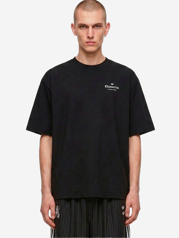 ADIDAS ORIGINALS T-shirt nera con logo e rosa sul retro x Willy Chavarria Nero