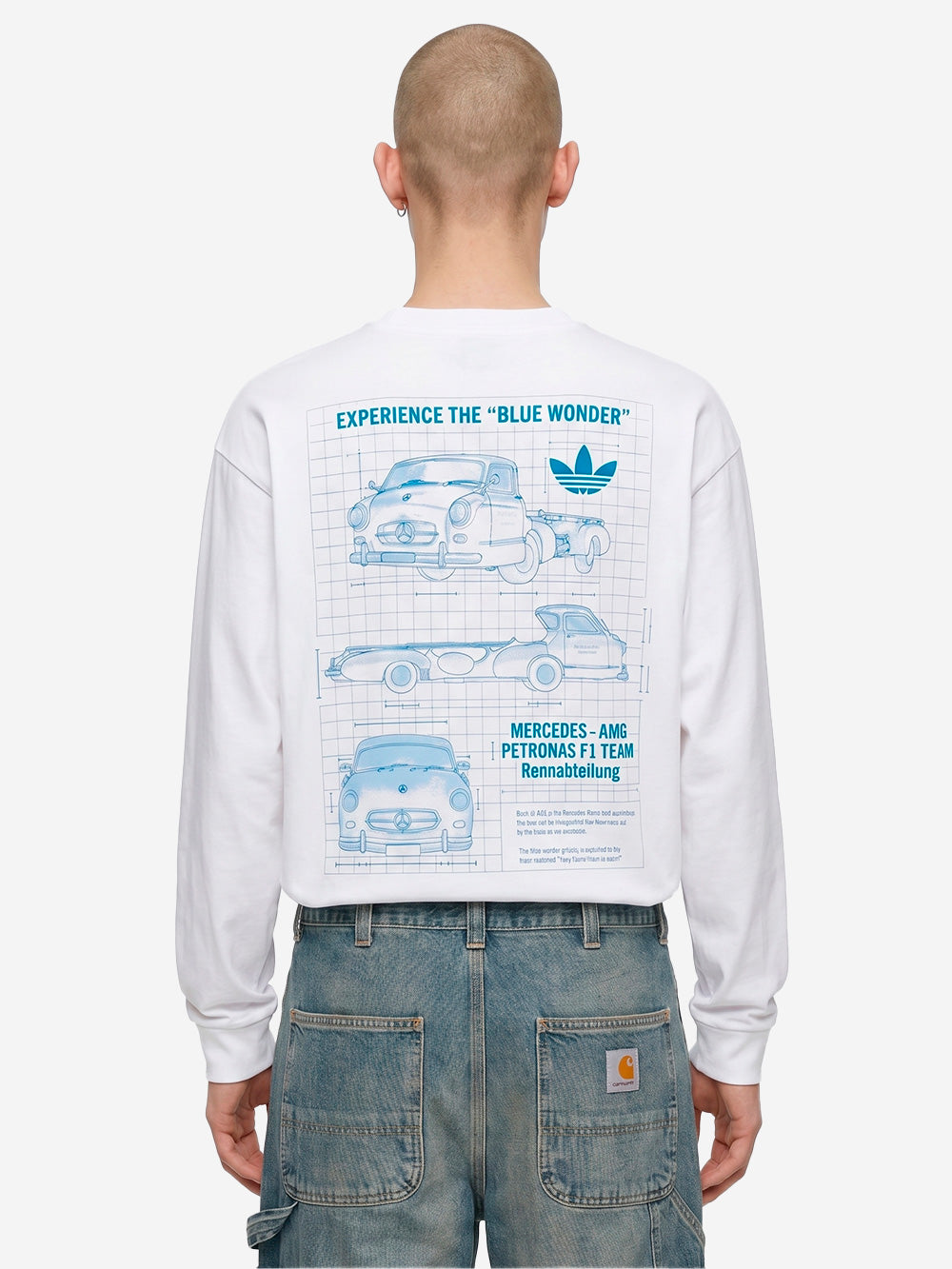 ADIDAS ORIGINALS T-shirt a manica lunga Mercedes AMG Petronas Formula 1 Team Bianco blu Urbanstaroma