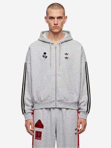 ADIDAS ORIGINALS Felpa con cappuccio e zip x Willy Chavarria Grigia blu