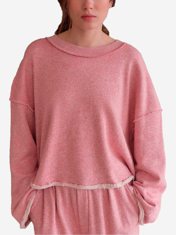 AMERICAN VINTAGE Felpa rosa con bordi grezzi Rosa