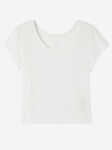 AMERICAN VINTAGE T-shirt bianca in misto lino con scollo a u Bianco