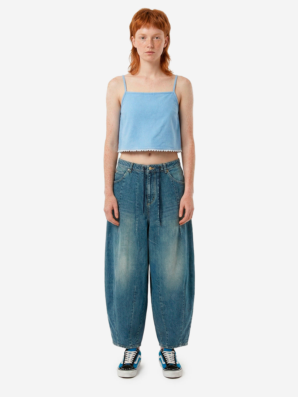 AMERICAN VINTAGE Top cropped azzurro con spalline sottili blu Urbanstaroma