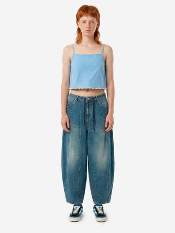 AMERICAN VINTAGE Top cropped azzurro con spalline sottili blu