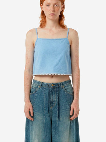 AMERICAN VINTAGE Top cropped azzurro con spalline sottili blu