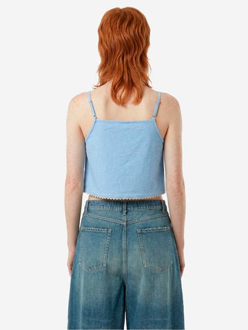 AMERICAN VINTAGE Top cropped azzurro con spalline sottili blu