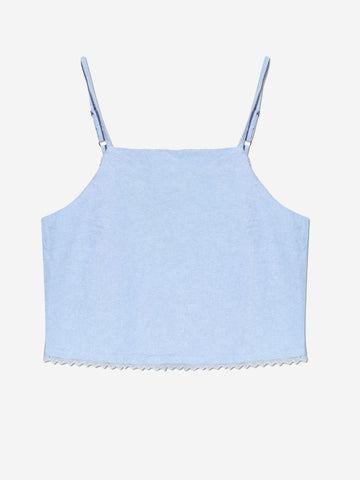 AMERICAN VINTAGE Top cropped azzurro con spalline sottili blu