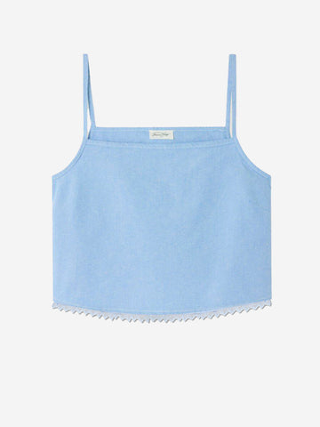 AMERICAN VINTAGE Top cropped azzurro con spalline sottili blu
