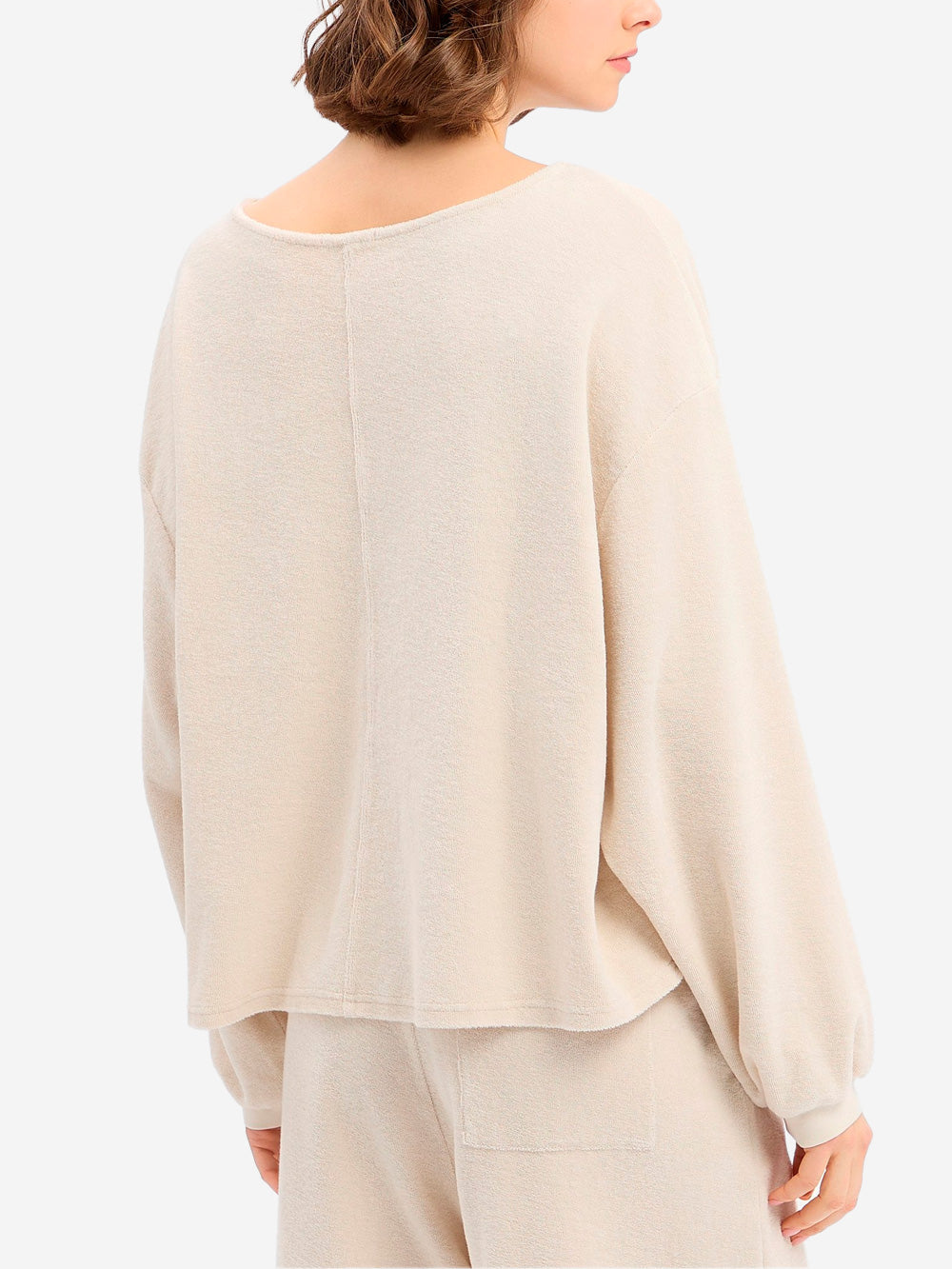 AMERICAN VINTAGE Felpa beige ampia con collo a barchetta e logo sul polsino Beige Urbanstaroma
