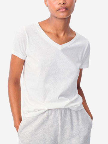 AMERICAN VINTAGE T-shirt bianca aderente con scollo a V Bianco