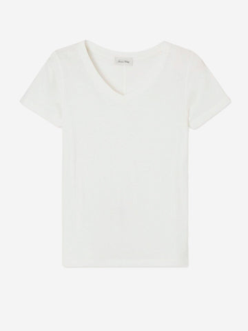 AMERICAN VINTAGE T-shirt bianca aderente con scollo a V Bianco