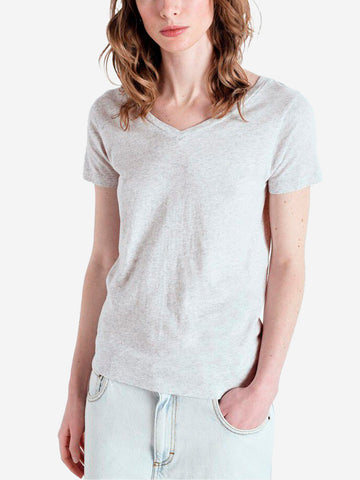 AMERICAN VINTAGE T-shirt grigia chiara aderente con scollo a V Grigio
