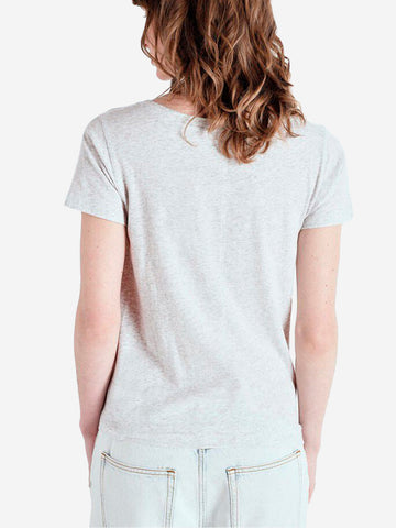 AMERICAN VINTAGE T-shirt grigia chiara aderente con scollo a V Grigio