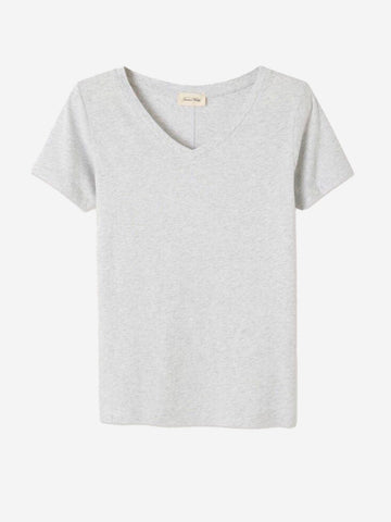 AMERICAN VINTAGE T-shirt grigia chiara aderente con scollo a V Grigio