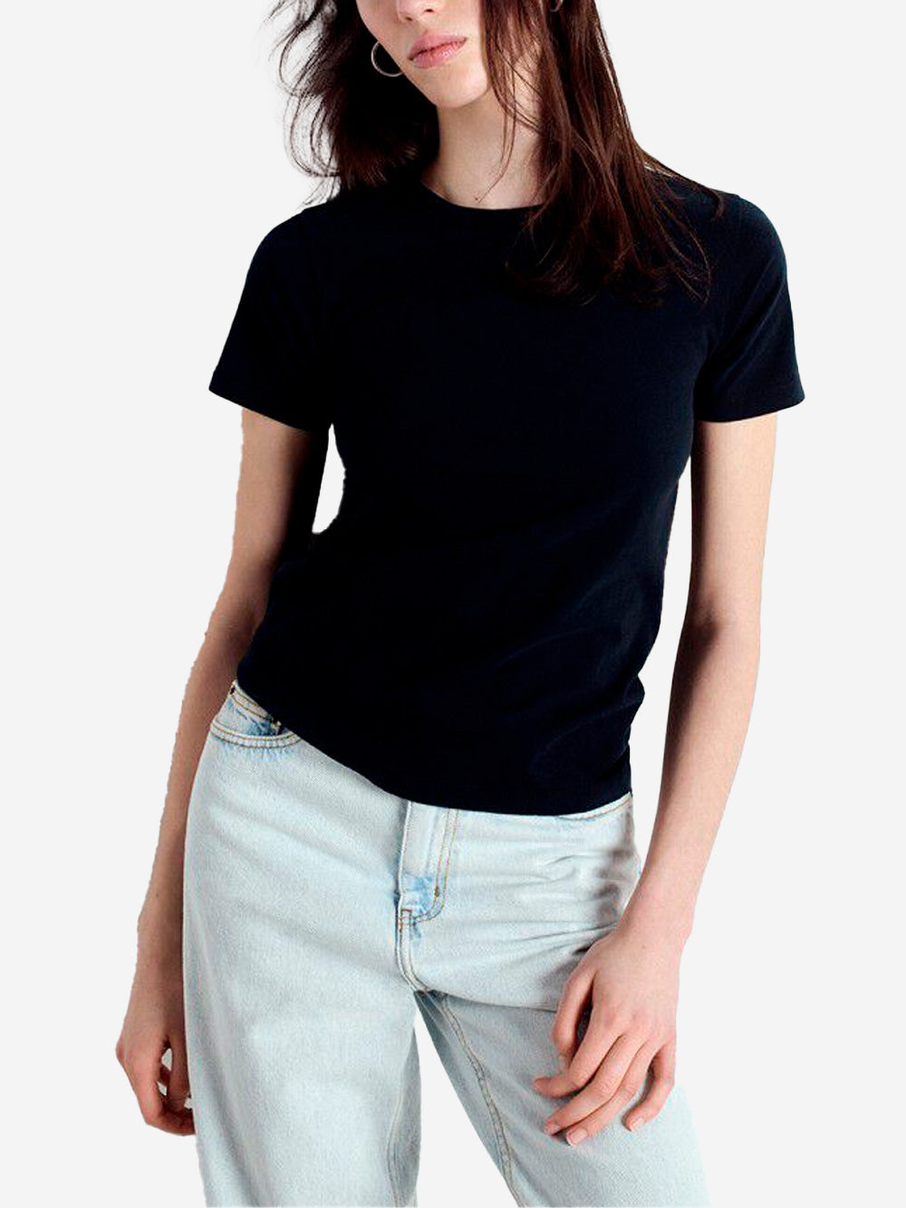 AMERICAN VINTAGE T-shirt nera aderente in cotone sottile Nero Urbanstaroma