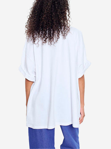 AMERICAN VINTAGE T-shirt oversize bianca con logo sul petto Bianco
