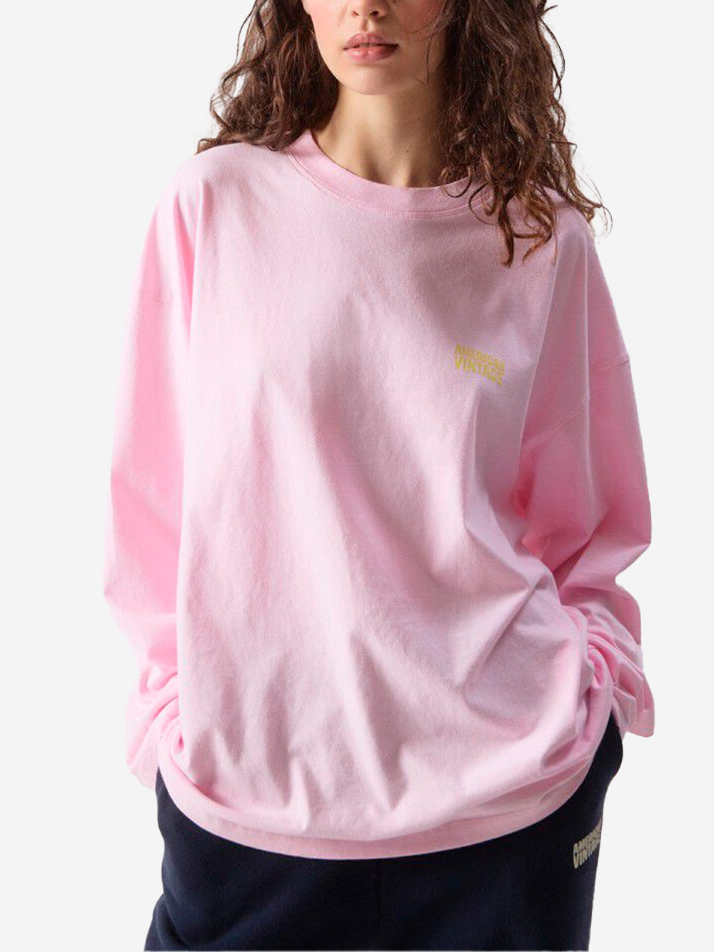 AMERICAN VINTAGE T-shirt rosa a manica lunga in cotone smerigliato Rosa Urbanstaroma