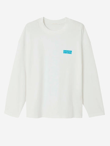 AMERICAN VINTAGE T-shirt bianca a manica lunga in cotone smerigliato Bianco