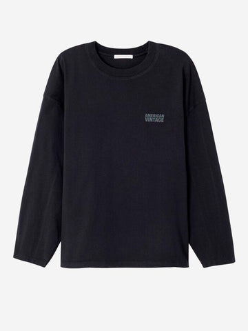 AMERICAN VINTAGE T-shirt nera a manica lunga in cotone smerigliato Nero