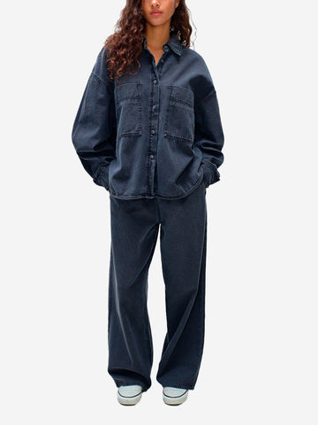 AMERICAN VINTAGE Camicia nera in denim con tasche Nero